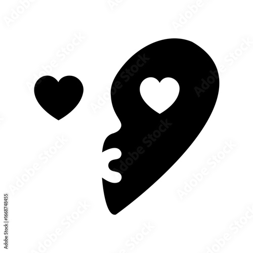 Symbolic image of love with two hearts, one broken, in black and white