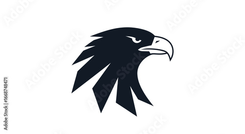 Stylized Black Eagle Head Silhouette Fierce Predator Graphic.