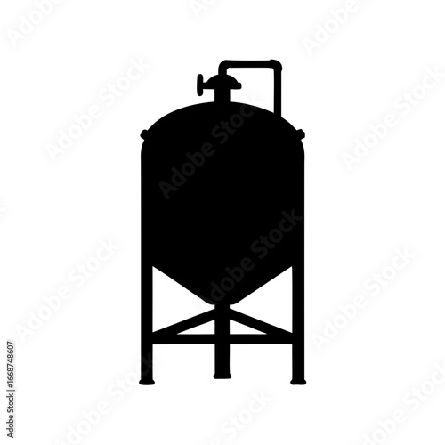 Black silhouette of a brewery fermentation tank with a supportive base