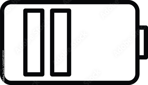 Low battery icon representing energy shortage, power warning, electricity consumption and mobile device battery level with transparent background