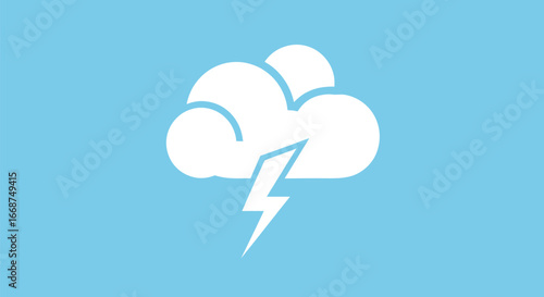 White Cloud with Lightning Bolt Symbolizing Thunderstorm Weather.