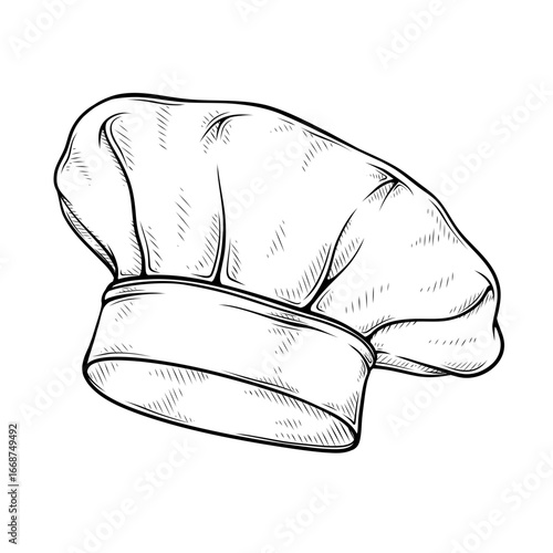 chef hat line art hand drawn illustration