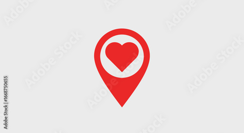 Red map pin icon with a heart symbol inside.