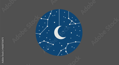 night sky with moon and stars.