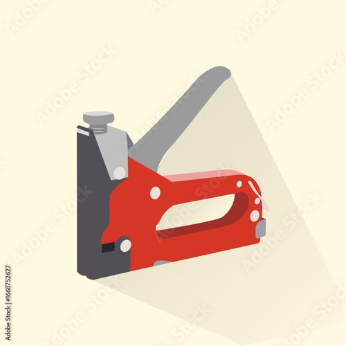 Construction Red Hand Stapler Tool Illustration  