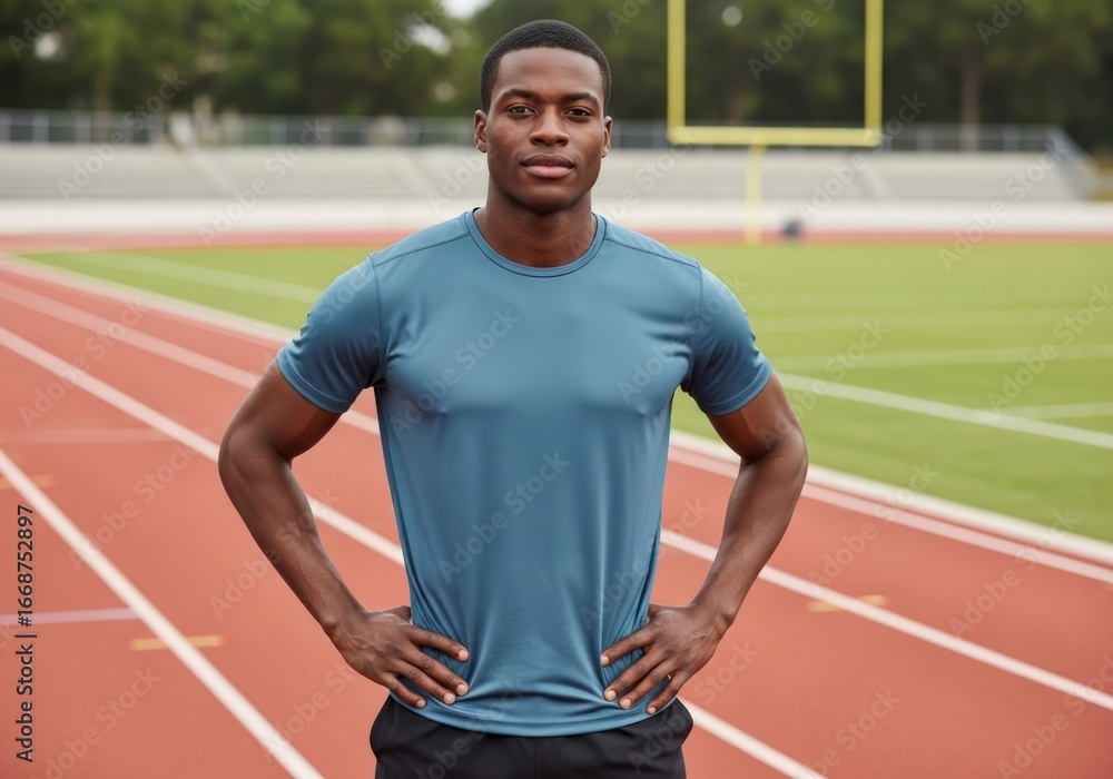 Fototapeta premium Determined Athlete on Running Track - Powerful Portrait.