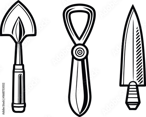 Gardening tools silhouette