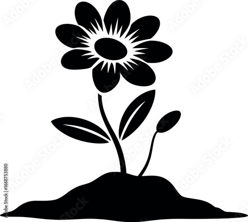 Silhouette of a flower sprouting from a seed