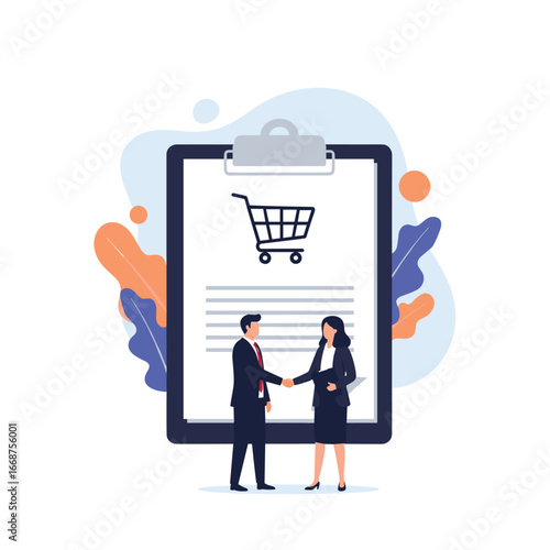 Business partnership agreement for shopping cart order process management