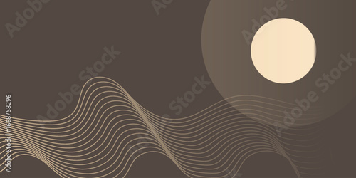 Abstract Graphic Art: A minimalist digital art piece featuring elegant, flowing lines that create a sense of movement, complemented by a soft, circular element in a muted palette. 