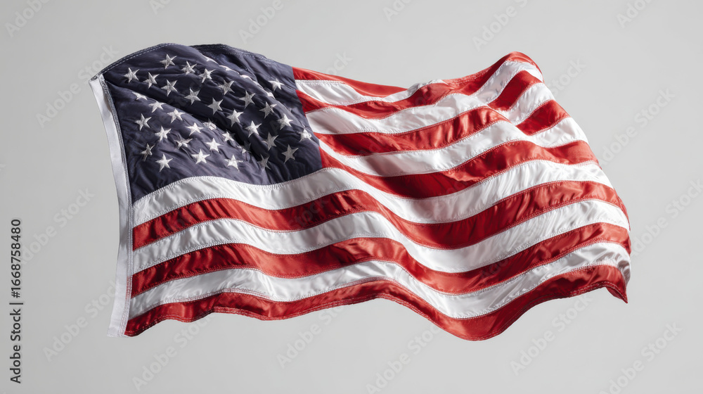 Obraz premium Patriotic American Flag Waving, Representing American Ideals & Freedom.