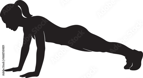 Silhouette of a woman performing a plank exercise for fitness