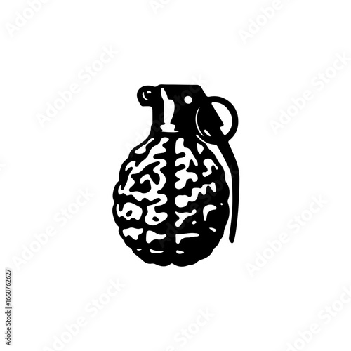 Classic fragmentation grenade icon symbolizing impact, danger, and explosive power.