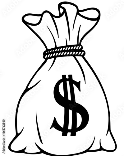 Secure your financial future with this bold money bag graphic, symbolizing wealth and prosperity for your business.