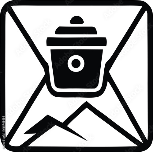 Icon representing email deletion or spam folder with a trash can symbol inside an envelope design symbolizing digital communication management and message disposal