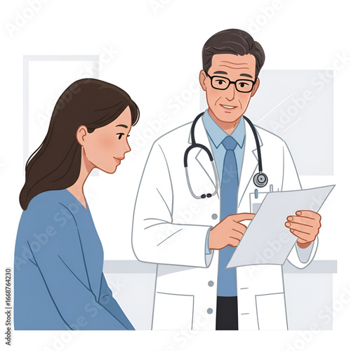 Doctor consulting with patient during medical examination and discussing results
