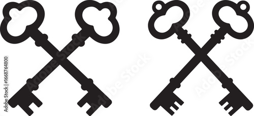 Two ornate crossed keys silhouette