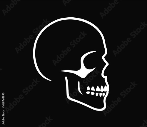 Skull minimalist and simple silhouette vector on white background