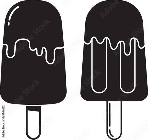 Two delicious chocolate ice cream bars silhouette