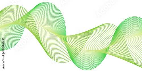 Abstract background with lines and waves. Medium banner size. Element for design isolated on white. Vector background for brochure, booklet, flyer, poster. Green gradient