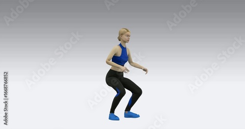 young woman doing fitness exercise, squat