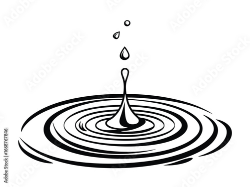 Water splash with concentric ripples