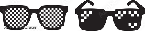 Checkerboard patterned sunglasses silhouette