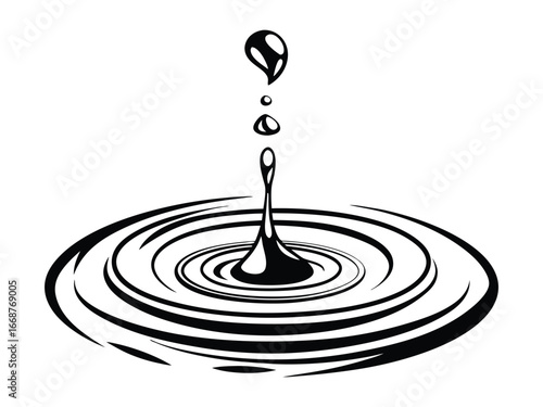 Water splash with concentric ripples