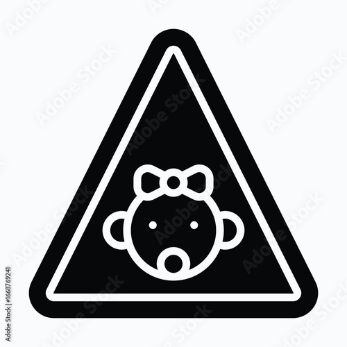 Danger For Kids Sign Vector Icon, Isolated Vector Silhouette Style Icon,