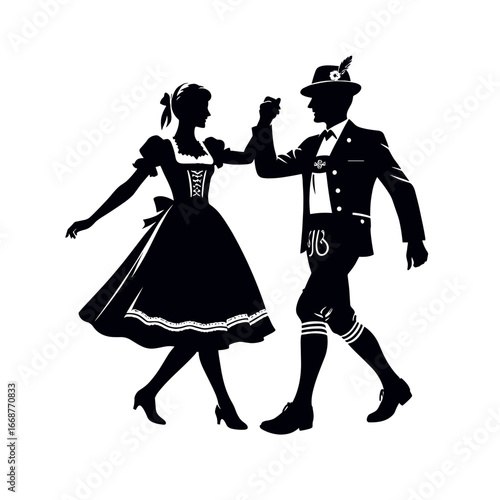Couple dancing in traditional attire against plain background