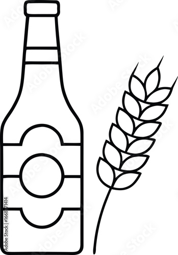 beer bottle with grain symbol icon