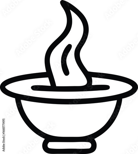 Simple line art icon of a flaming torch symbolizing victory inspiration and eternal flame of knowledge or hope