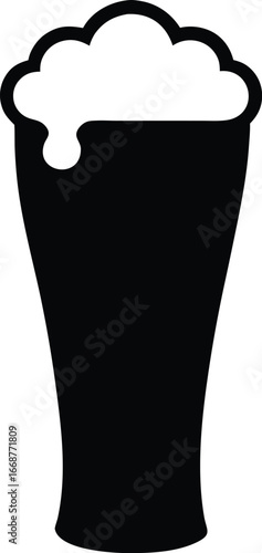 tall pint glass filled with beer foam silhouette icon