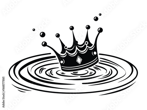 Black and white vintage crown with ripples