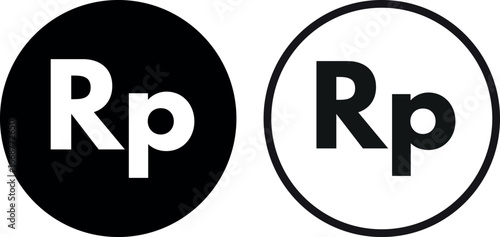 Indonesia Rupiah icon set in two styles . Indonesia currency symbol .  Indonesian Rupiah icon . Vector Illustration