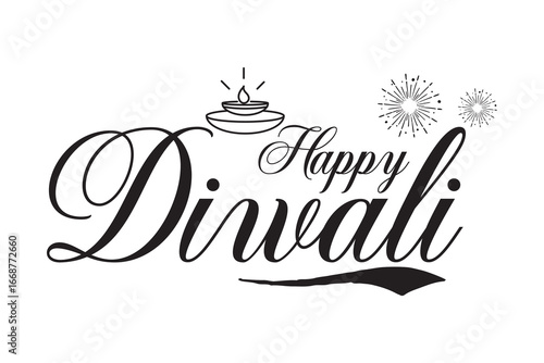 Happy Diwali holiday banner. Hand written greeting text. Vector illustration. Diwali Festival vector, Deepavali design