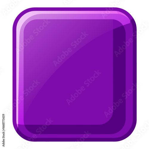 Glossy purple square vector graphic with shine effect