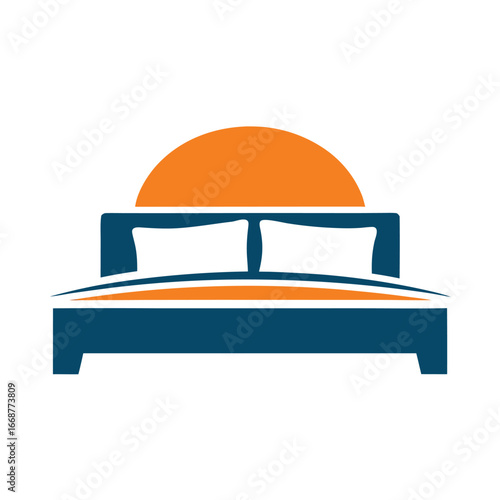 Modern Bed Logo with Sunrise Element