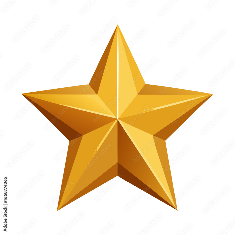 Obraz premium Glossy gold five point star vector graphic
