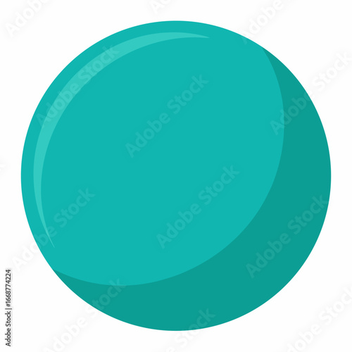 Glossy teal circle abstract geometric design element