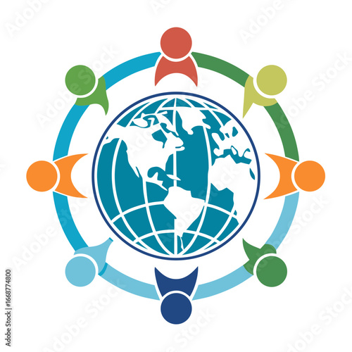 Diverse team collaborates around the globe, fostering international connection and unity for worldwide business success and community engagement
