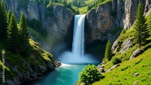 waterfall in the mountains
