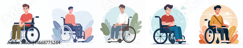 Wheelchair Character Illustration Pack – Confident Male Edition