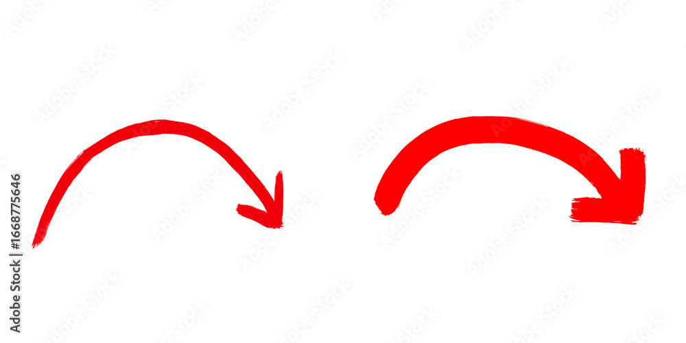 Zeichnung von 2 roten Pfeilen mit Schwung nach rechts Zeichnung von 2 roten Pfeilen mit Schwung nach rechts