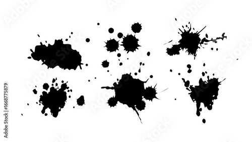 Ink drops and splashes. Blotter spots, liquid paint drip drop splash and ink splatter. Artistic dirty grunge abstract spot vector set. Illustration monochrome drip splash, splat messy inkblot .icon