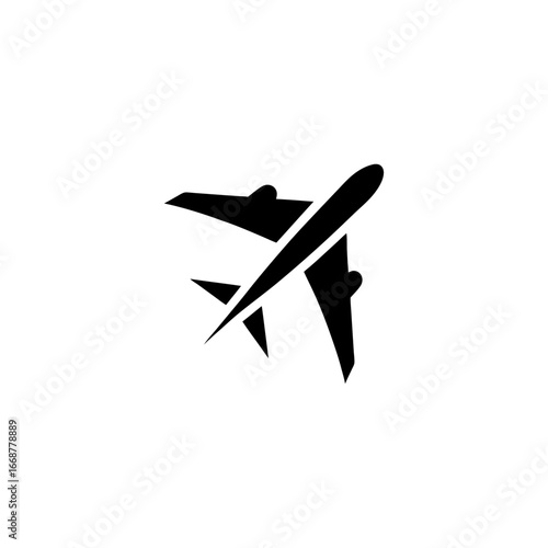 Silhouette of Airplane Flying – Minimal Outline Travel Icon, Flight, Aviation, and Journey Vector Illustration