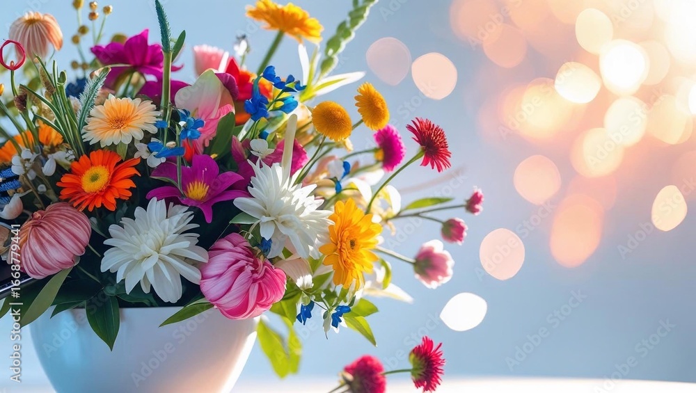 Obraz premium Bukiet polnych kwiatów na tle bokeh