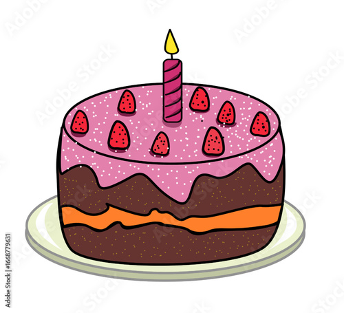Ilustration of a cake with one candle
