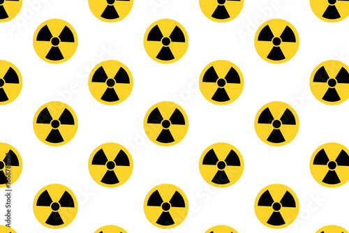 Radiation symbol pattern on white background . Abstract radioactivity warning sign background . Vector illustration