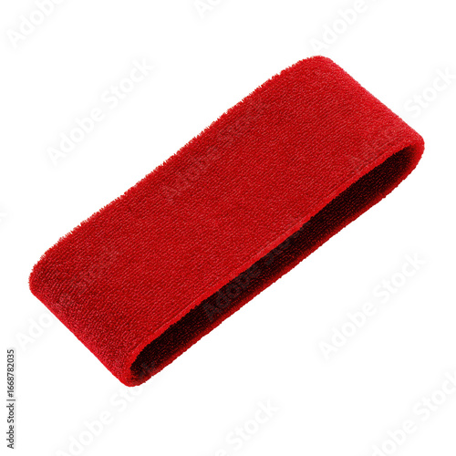 Bright red terry cloth athletic headband for workouts, exercise, and sweat absorption during sports or physical training.
